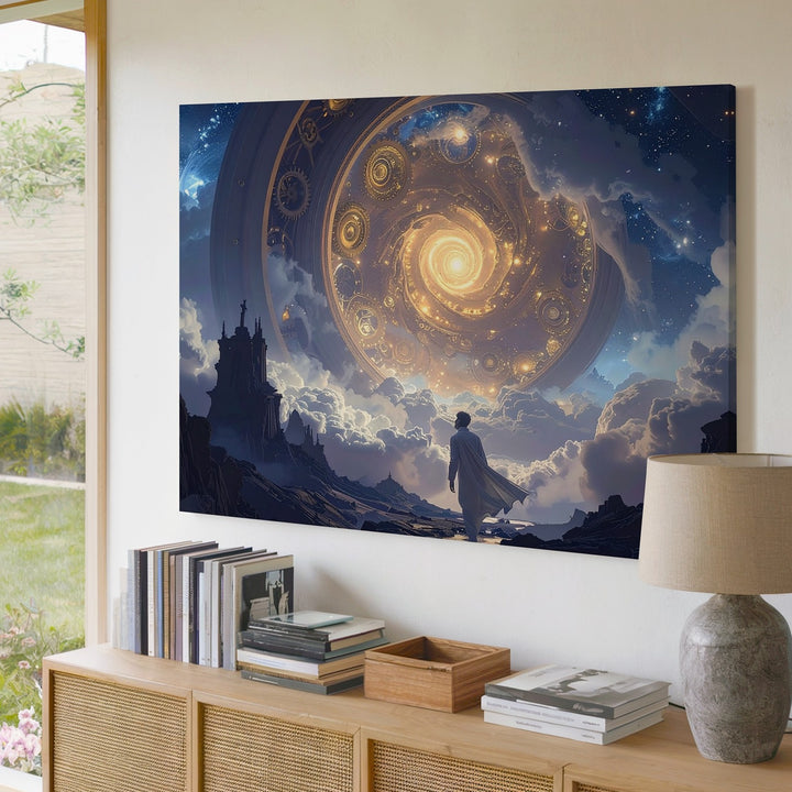 Cosmic Pilgrim Canvas – Surreal Interdimensional Journey Wall Art - Gifitto