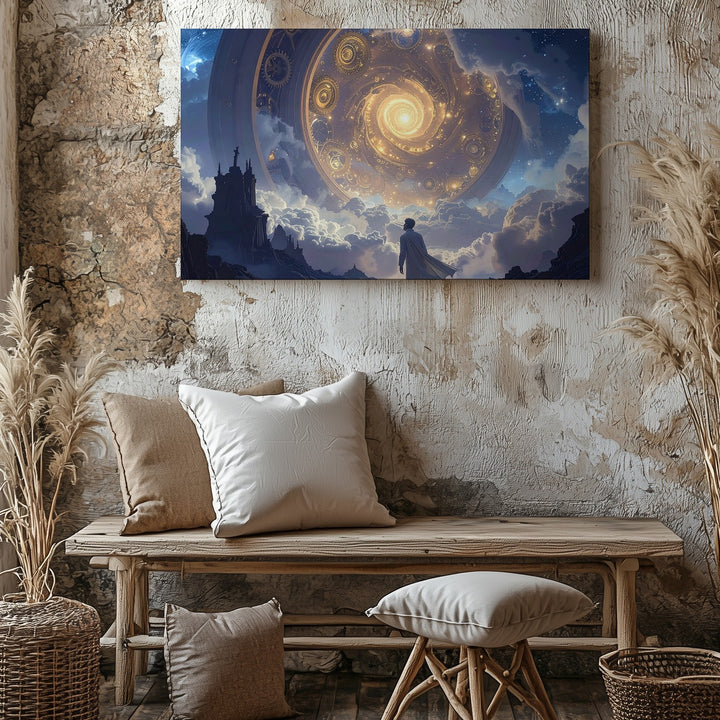 Cosmic Pilgrim Canvas – Surreal Interdimensional Journey Wall Art - Gifitto