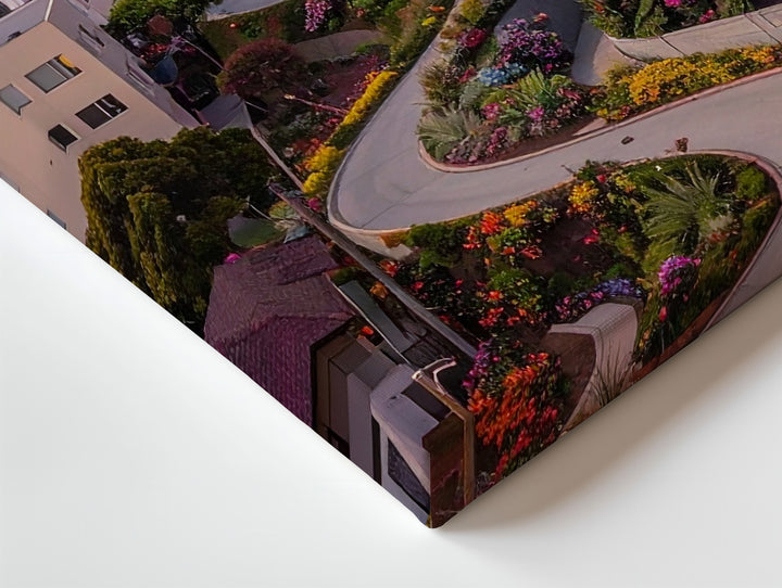 Lombard Street Aerial Canvas – Curved San Francisco Sunset Wall Art - Gifitto