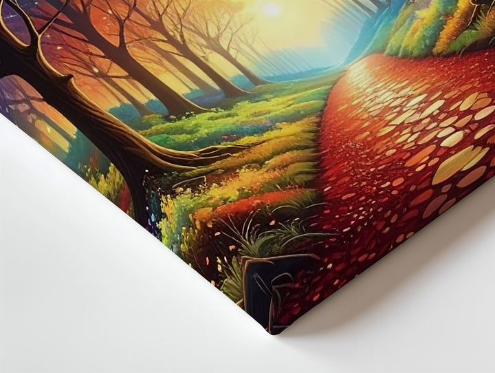 Cosmic Forest Path Canvas – Rainbow Light Trail Through Starlit Woods - Gifitto