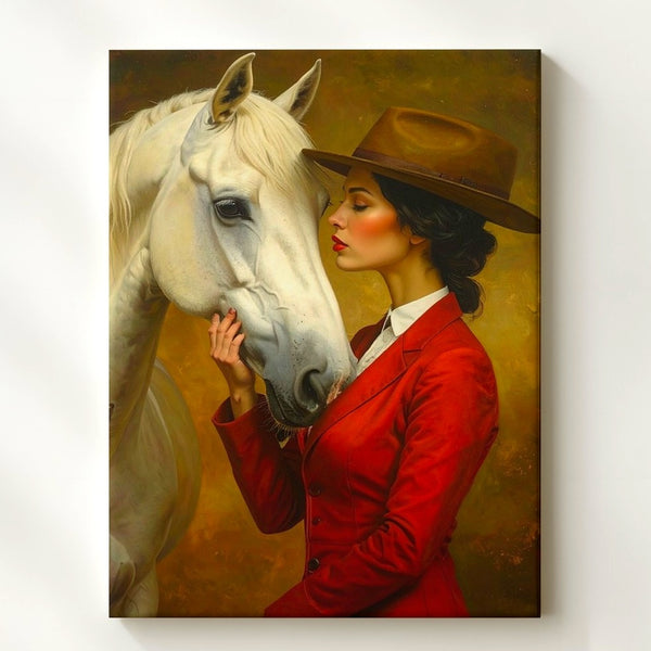 Elegant Connection Canvas – Woman and Horse Mutual Trust Wall Art - Gifitto