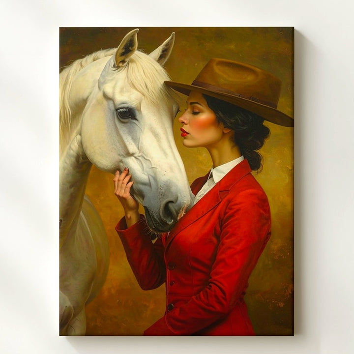 Elegant Connection Canvas – Woman and Horse Mutual Trust Wall Art - Gifitto