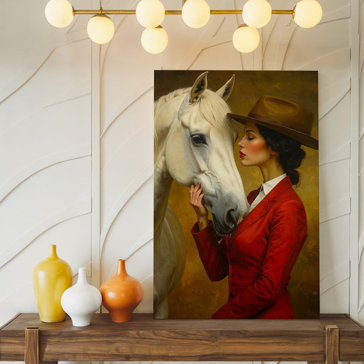 Elegant Connection Canvas – Woman and Horse Mutual Trust Wall Art - Gifitto