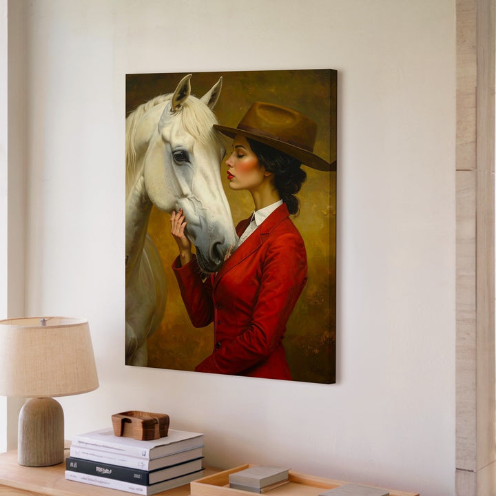 Elegant Connection Canvas – Woman and Horse Mutual Trust Wall Art - Gifitto