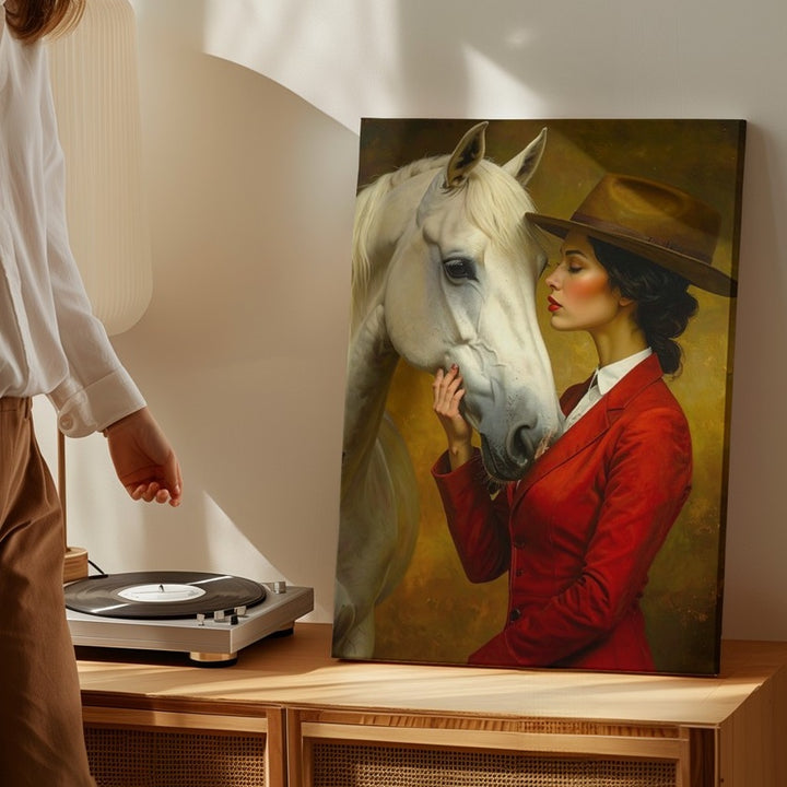 Elegant Connection Canvas – Woman and Horse Mutual Trust Wall Art - Gifitto
