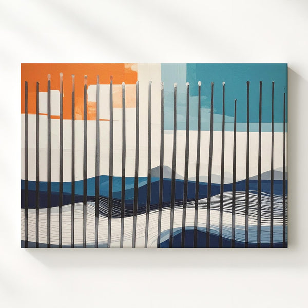 Geometric Soundwave Canvas – Abstract Vertical Color Blocks & Fluid Lines - Gifitto