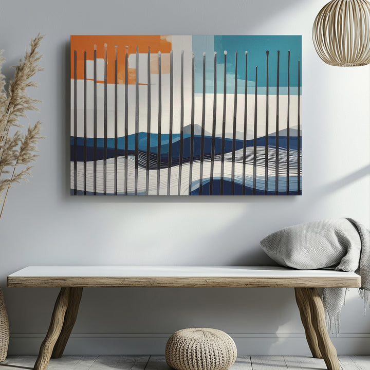 Geometric Soundwave Canvas – Abstract Vertical Color Blocks & Fluid Lines - Gifitto