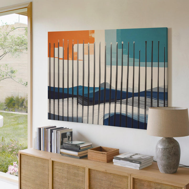 Geometric Soundwave Canvas – Abstract Vertical Color Blocks & Fluid Lines - Gifitto