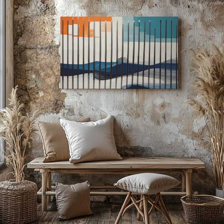 Geometric Soundwave Canvas – Abstract Vertical Color Blocks & Fluid Lines - Gifitto