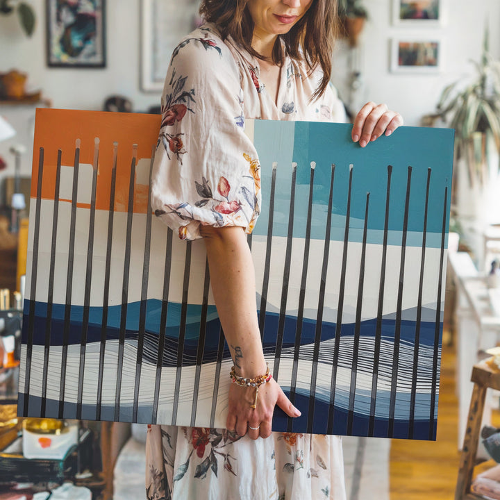 Geometric Soundwave Canvas – Abstract Vertical Color Blocks & Fluid Lines - Gifitto