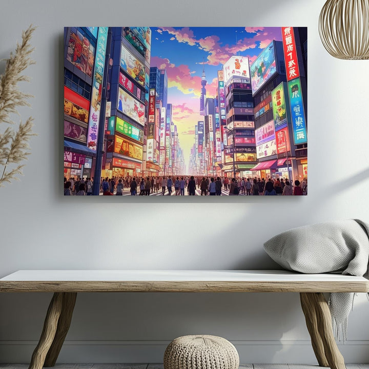 Twilight in Shibuya Canvas – Hyper-Detailed Tokyo Cityscape with Neon Lights - Gifitto