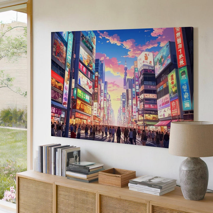 Twilight in Shibuya Canvas – Hyper-Detailed Tokyo Cityscape with Neon Lights - Gifitto