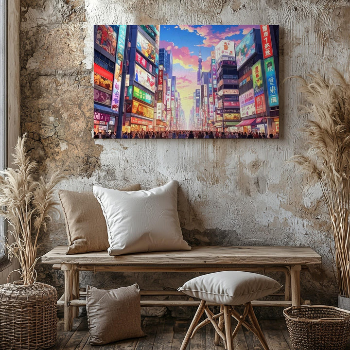 Twilight in Shibuya Canvas – Hyper-Detailed Tokyo Cityscape with Neon Lights - Gifitto