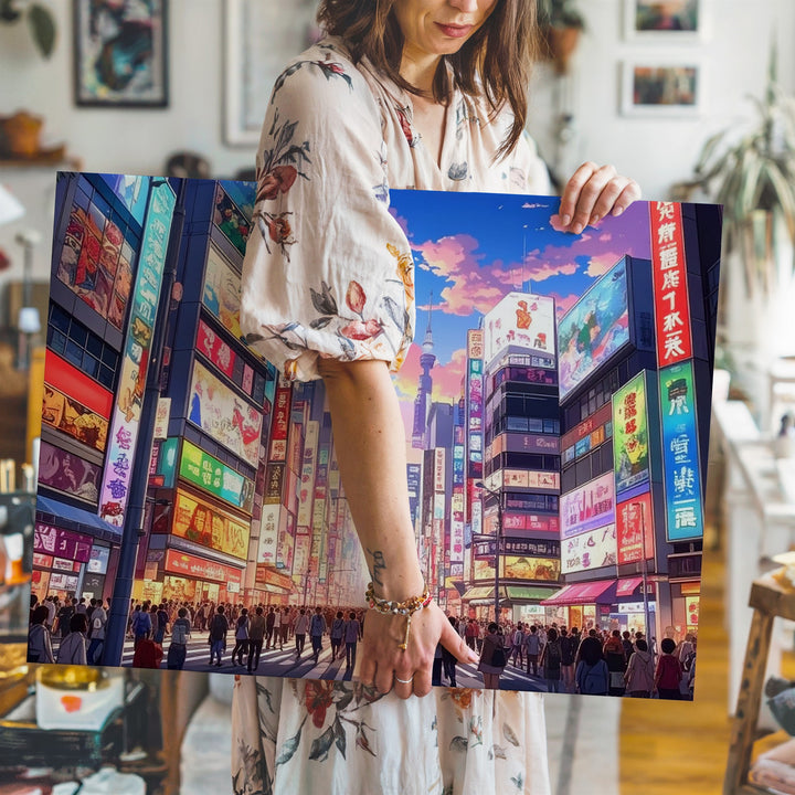 Twilight in Shibuya Canvas – Hyper-Detailed Tokyo Cityscape with Neon Lights - Gifitto