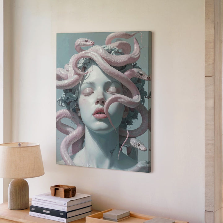 Medusa Marble Bust Canvas – Surreal Mythical Sculpture Art - Gifitto