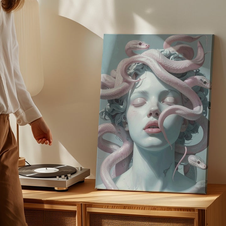Medusa Marble Bust Canvas – Surreal Mythical Sculpture Art - Gifitto