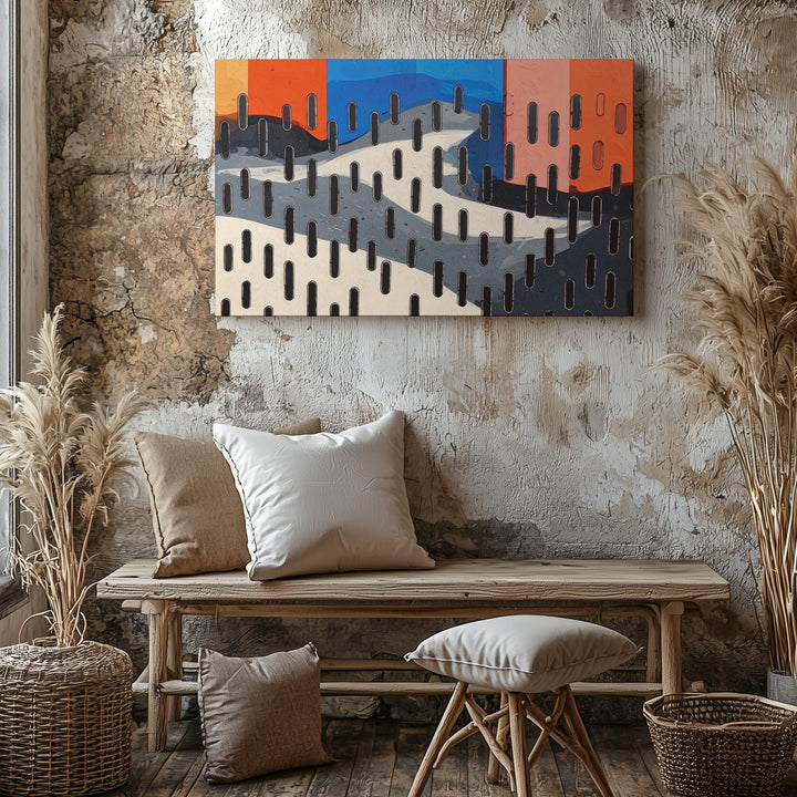 Vibrant Abstract Color Block Canvas – Kinetic Dash Mark & Color Field Art - Gifitto