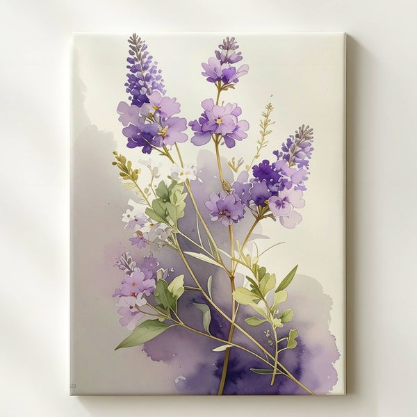 Delicate Lavender Watercolor Canvas – Minimalist Botanical Art - Gifitto