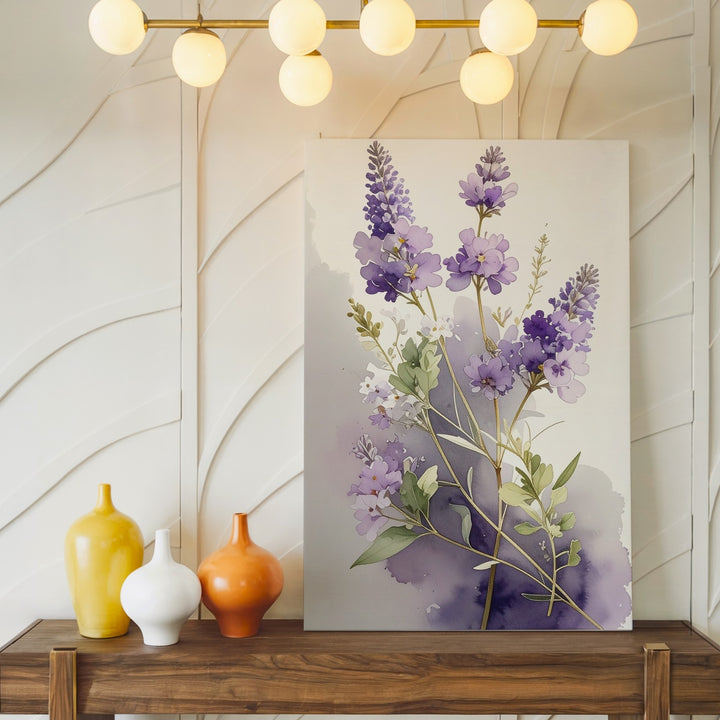 Delicate Lavender Watercolor Canvas – Minimalist Botanical Art - Gifitto