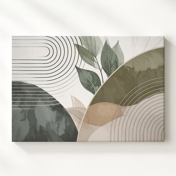 Abstract Botanical Geometry Canvas – Organic Shapes & Minimalist Line Art - Gifitto