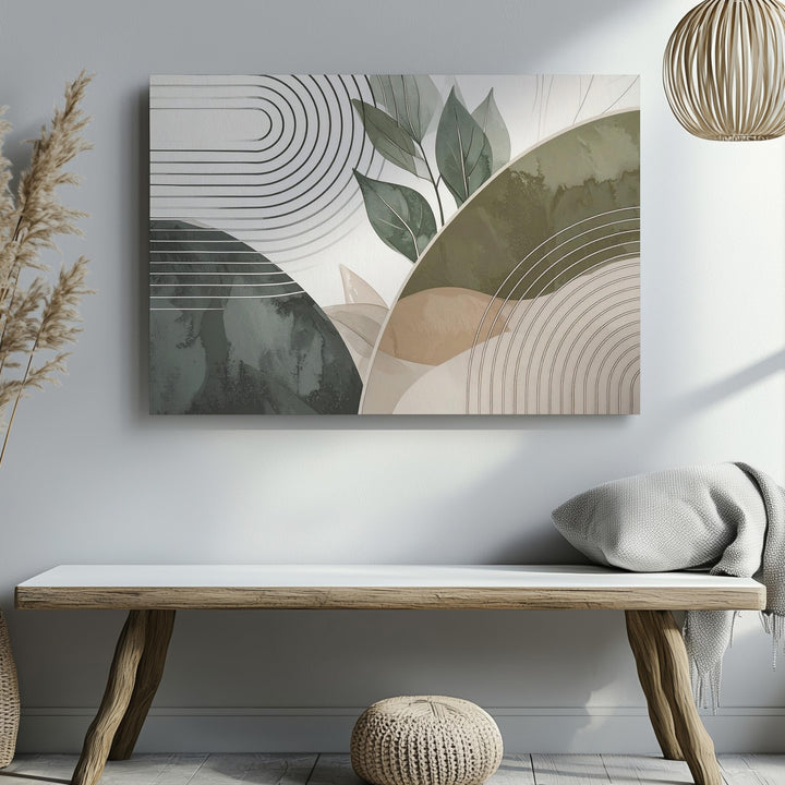 Abstract Botanical Geometry Canvas – Organic Shapes & Minimalist Line Art - Gifitto
