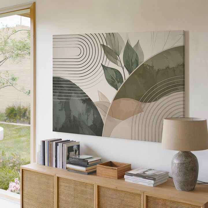 Abstract Botanical Geometry Canvas – Organic Shapes & Minimalist Line Art - Gifitto