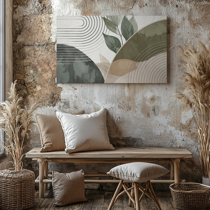 Abstract Botanical Geometry Canvas – Organic Shapes & Minimalist Line Art - Gifitto