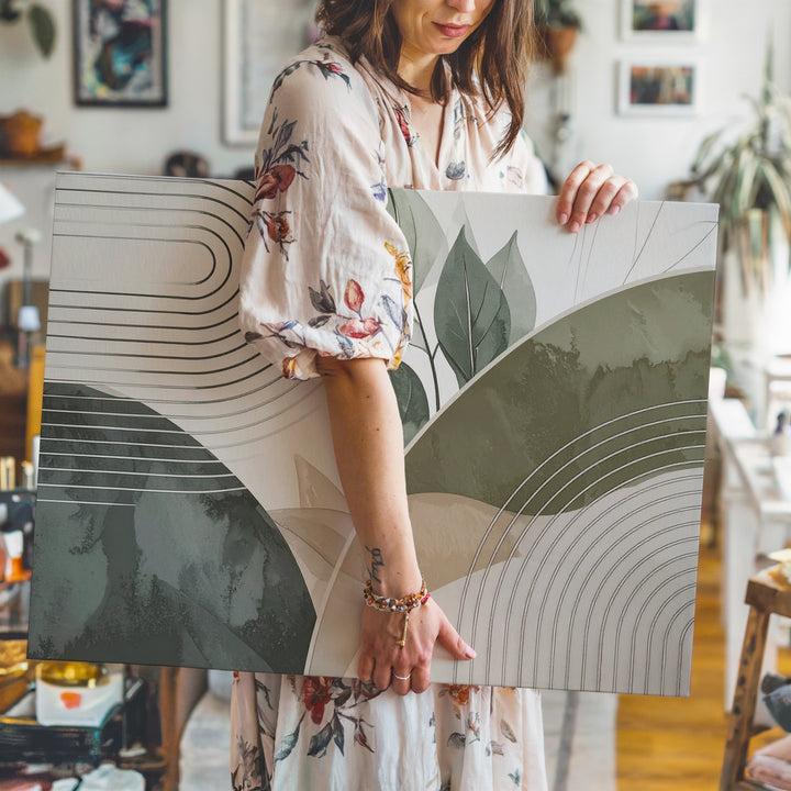 Abstract Botanical Geometry Canvas – Organic Shapes & Minimalist Line Art - Gifitto