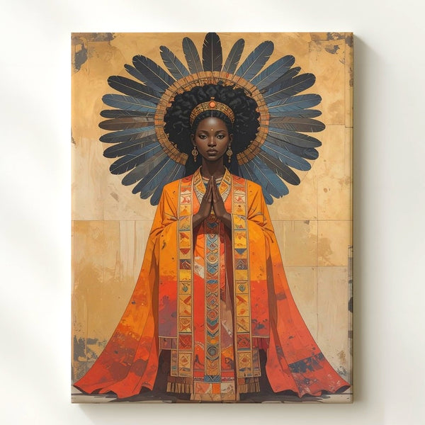 Regal Divine Portrait Canvas – Powerful African Heritage Wall Art - Gifitto