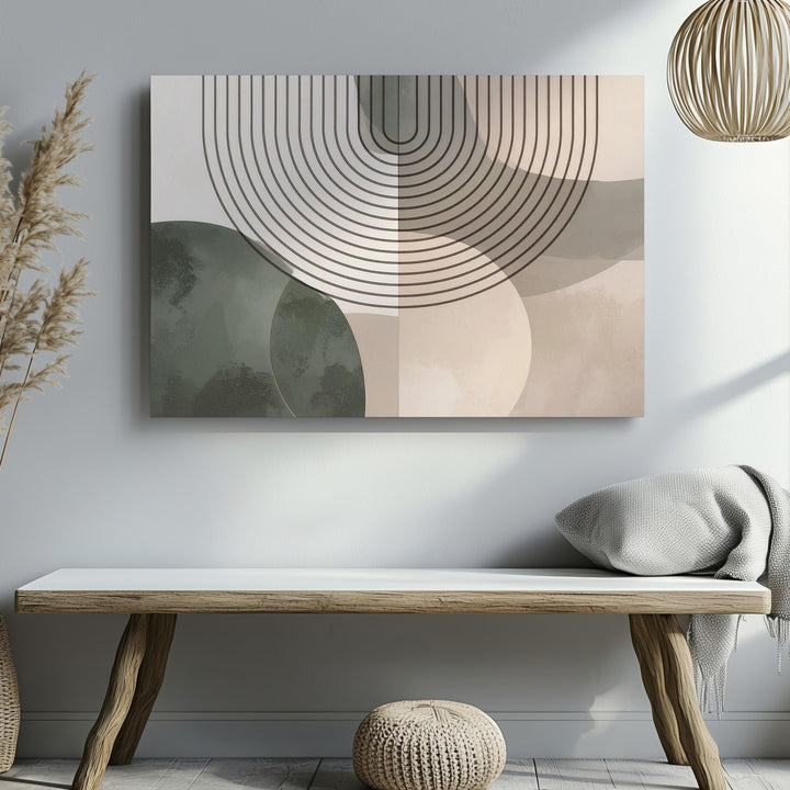 Geometric Circle Canvas – Minimalist Semi-Transparent Circle Art with Curved Lines - Gifitto
