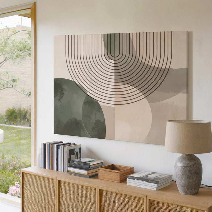Geometric Circle Canvas – Minimalist Semi-Transparent Circle Art with Curved Lines - Gifitto
