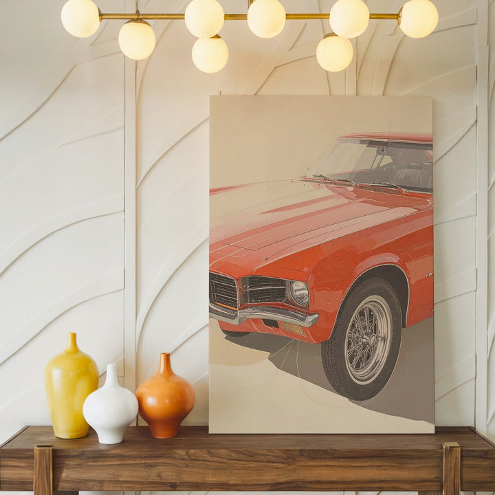 Red Camaro Cross-Hatch Canvas – Retro Muscle Car Sketchbook Wall Art - Gifitto