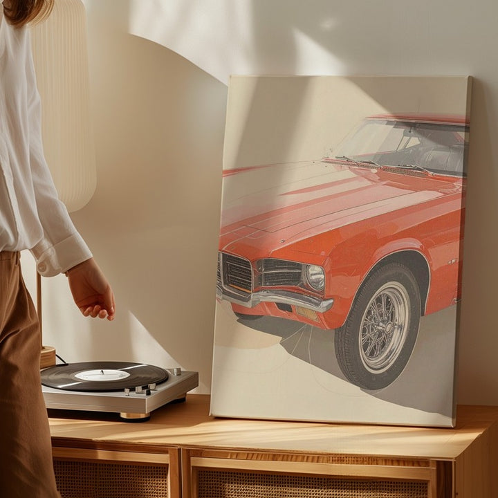 Red Camaro Cross-Hatch Canvas – Retro Muscle Car Sketchbook Wall Art - Gifitto
