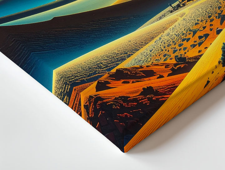 Alien Desert Dreamscape Canvas – Surreal Red Planet with Neon Ring Art - Gifitto