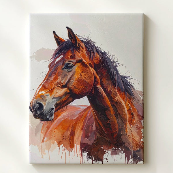 Gentle Brown Horse Watercolor Canvas – Calm Equine Portrait Wall Art - Gifitto