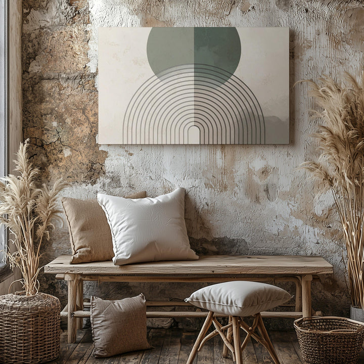 Geometric Arch & Circle Canvas – Minimalist Abstract Balance Art - Gifitto