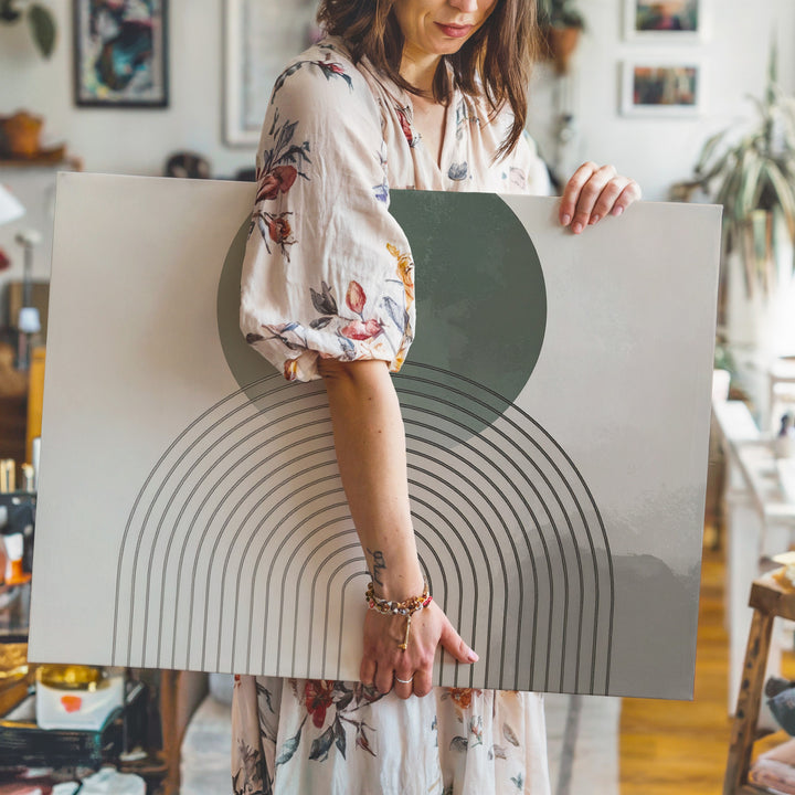 Geometric Arch & Circle Canvas – Minimalist Abstract Balance Art - Gifitto