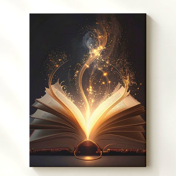 Magical Book of Light Canvas – Ancient Spellbook with Glowing Energy - Gifitto