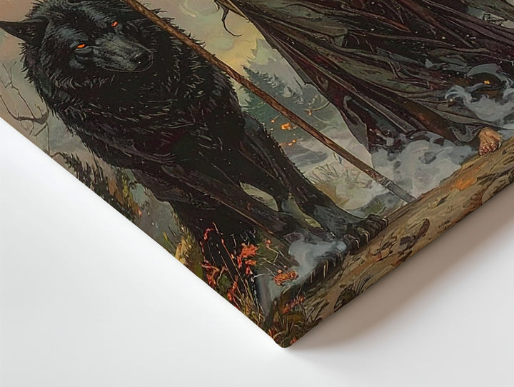 Sorceress & Wolves Canvas – Dark Mystical Fantasy Wall Art - Gifitto