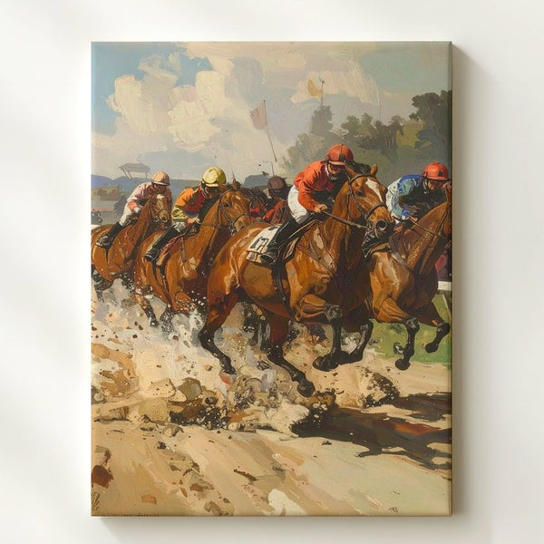 Horse Race Momentum Canvas – Dynamic Equine Action Wall Art - Gifitto