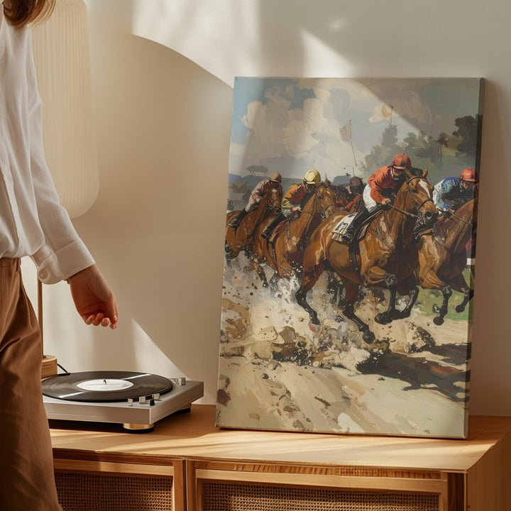Horse Race Momentum Canvas – Dynamic Equine Action Wall Art - Gifitto