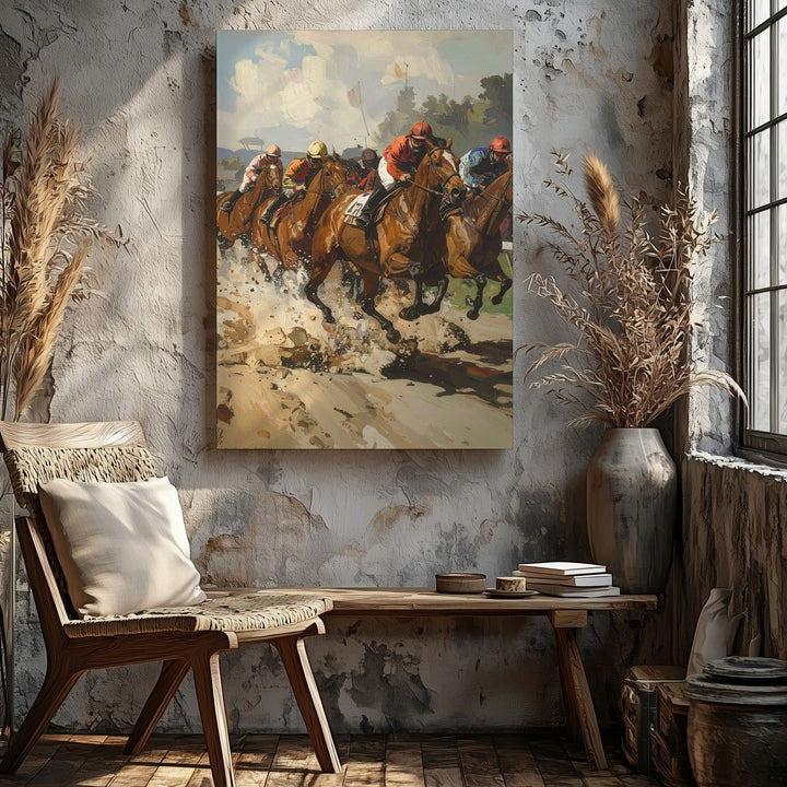 Horse Race Momentum Canvas – Dynamic Equine Action Wall Art - Gifitto