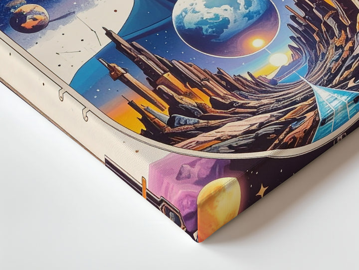 Cosmic Beauty Canvas – Retro-Futuristic Woman in Space with Vibrant Galactic Elements - Gifitto