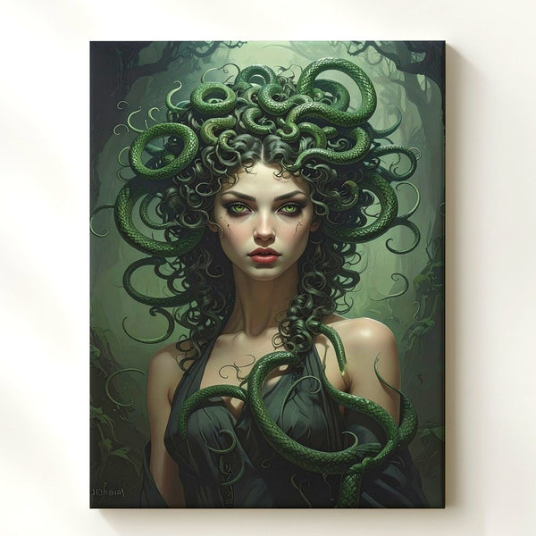 Gothic Enchantress Medusa Canvas – Ethereal Fantasy Portrait - Gifitto