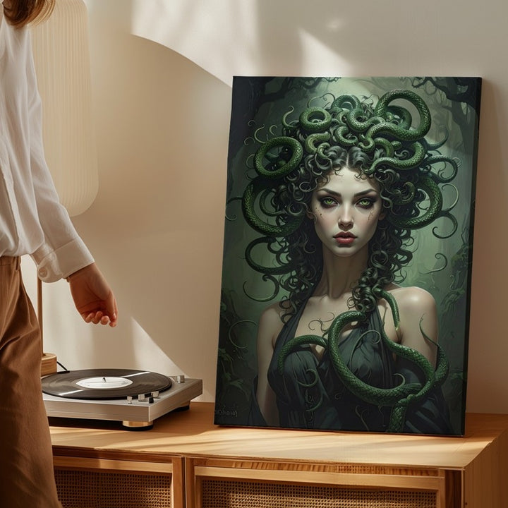 Gothic Enchantress Medusa Canvas – Ethereal Fantasy Portrait - Gifitto