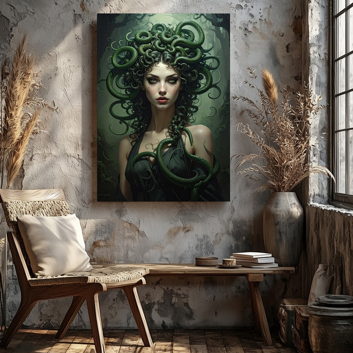 Gothic Enchantress Medusa Canvas – Ethereal Fantasy Portrait - Gifitto