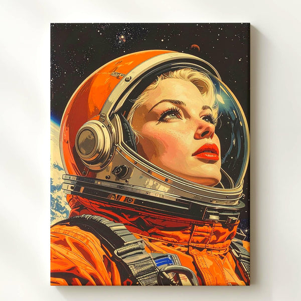 Golden Age of Space Exploration Canvas – Retro Astronaut with Cosmic Backdrop - Gifitto