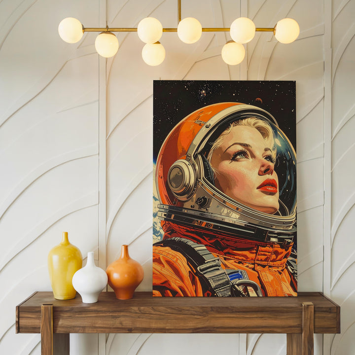 Golden Age of Space Exploration Canvas – Retro Astronaut with Cosmic Backdrop - Gifitto