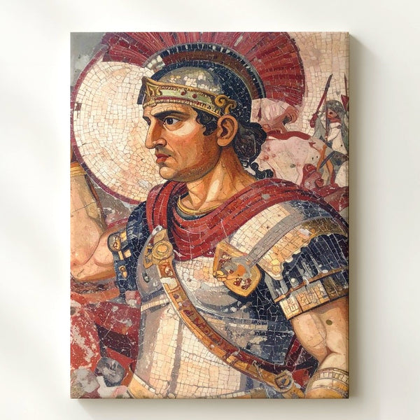 Alexander the Great Mosaic Canvas – Roman Battle Scene Wall Art - Gifitto