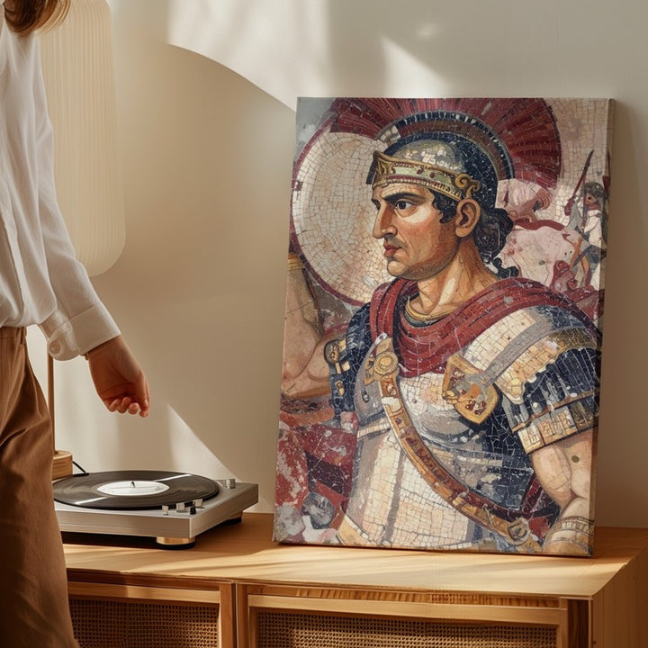 Alexander the Great Mosaic Canvas – Roman Battle Scene Wall Art - Gifitto